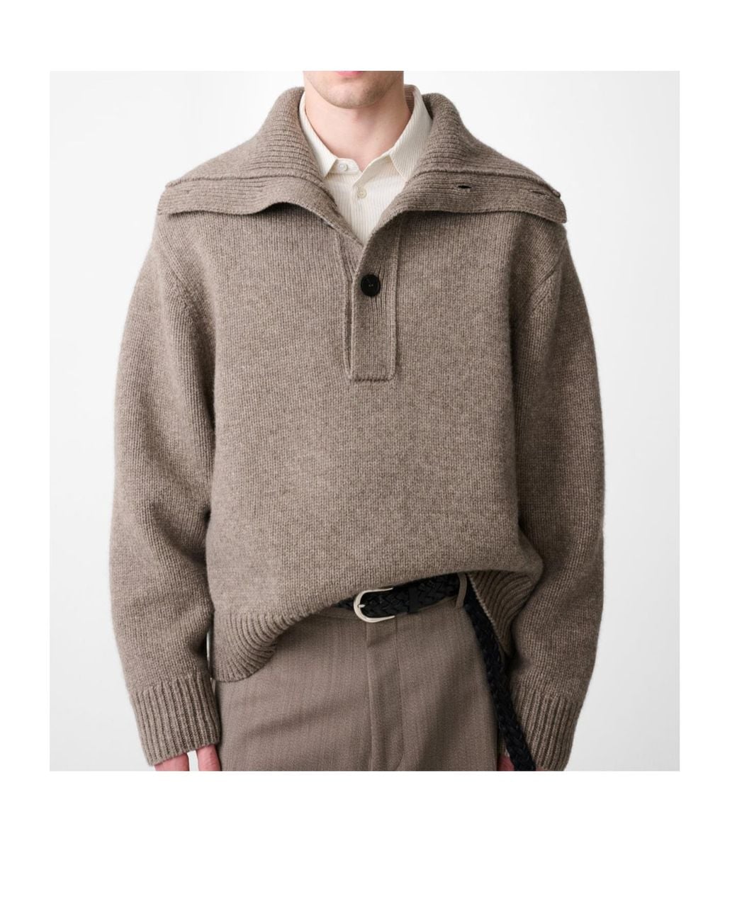 Studio Nicholson Gray Orenas Ribbed Collar Knitted Sweater for men