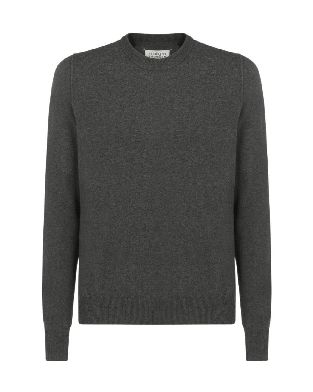Maison Margiela Gray Signature Four-Stitch Crewneck Jumper for men