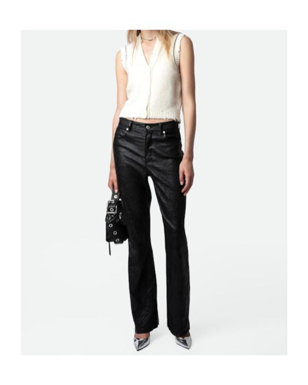 Zadig & Voltaire White Sequin-Embellished Chunky-Knit Vest