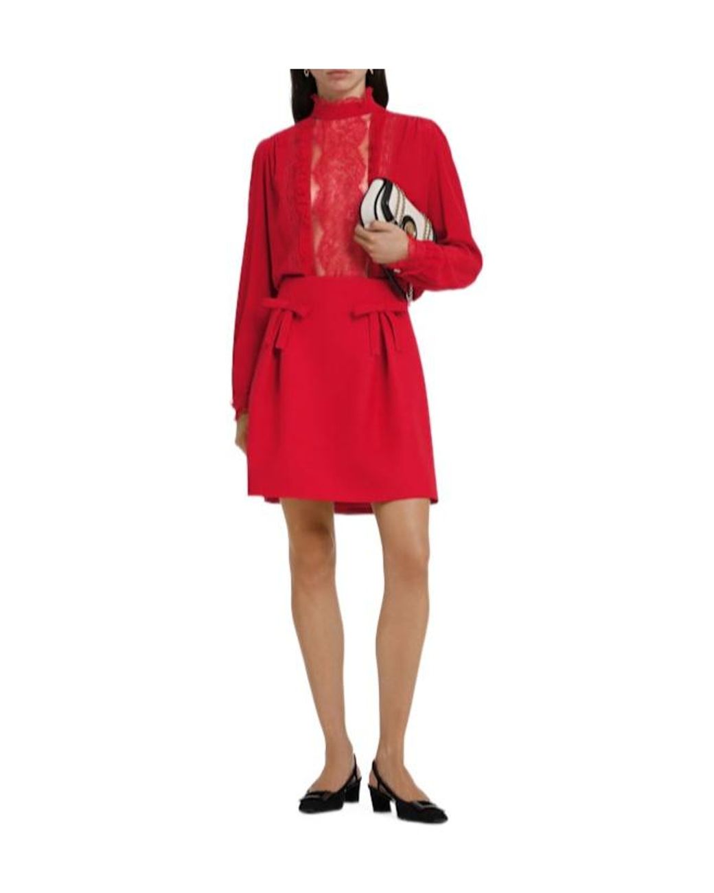 Valentino Red Crepe Couture Mini Skirt W/Bows