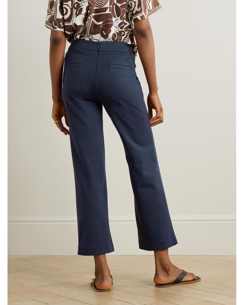 Staud Blue High-Waisted Straight-Leg Pants