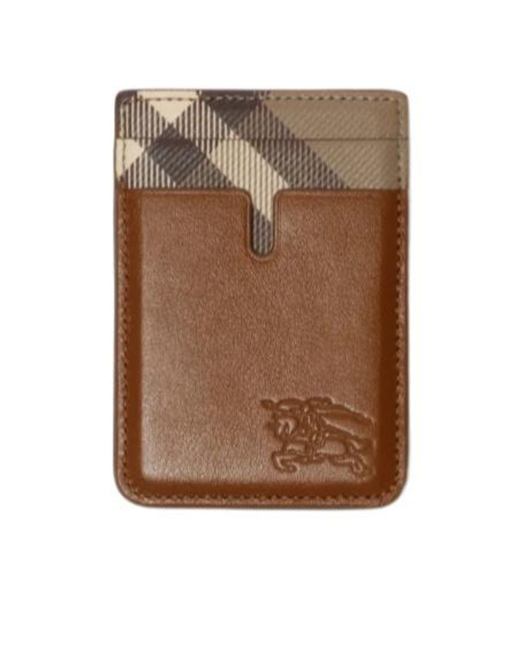 Burberry Brown Pop Check Magnetic Card Case for men