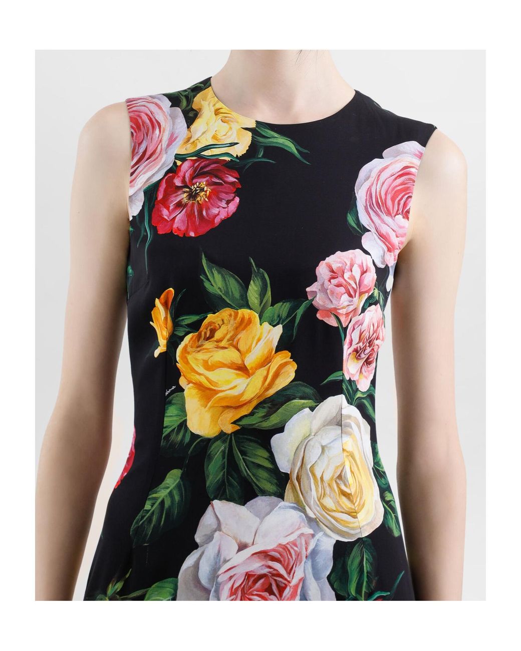 Dolce & Gabbana Black Printed Silk Dress