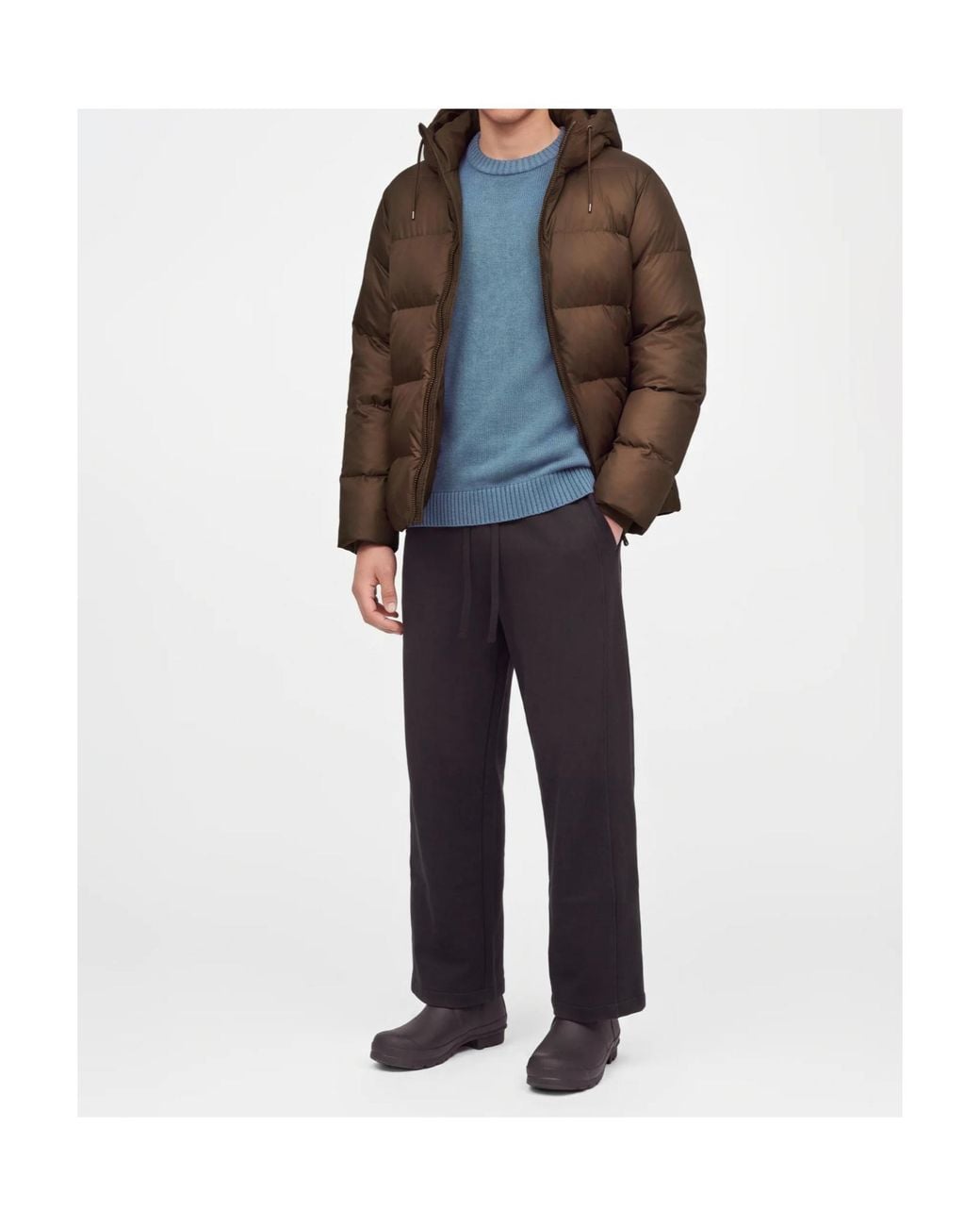 Rains Brown Long-Sleeved Hooded Padded Jacket for men