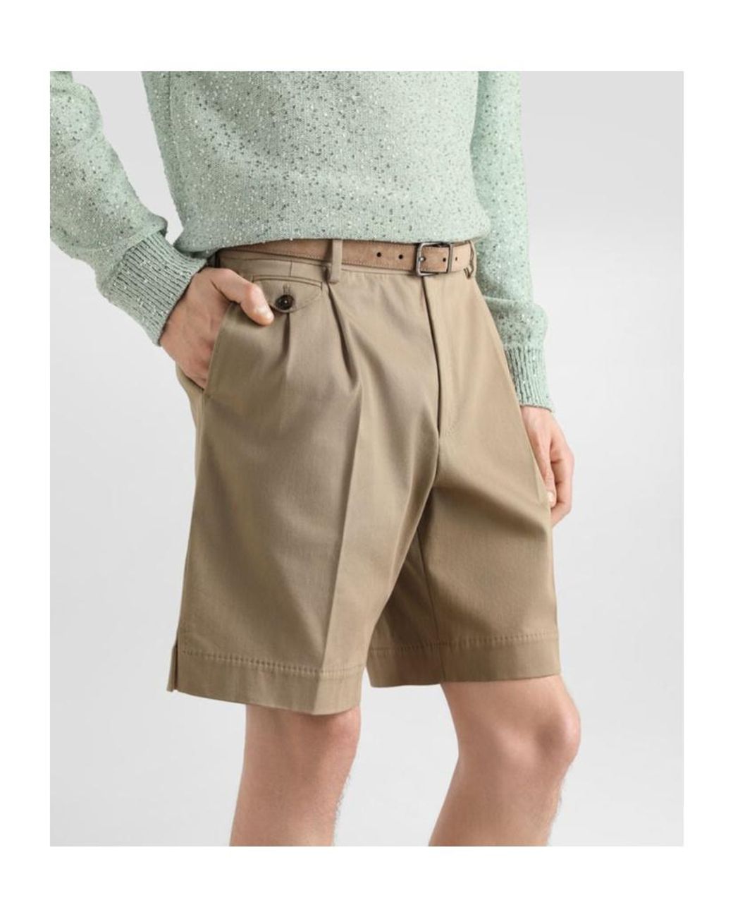 Dolce & Gabbana Natural Pleated Tailored Shorts for men