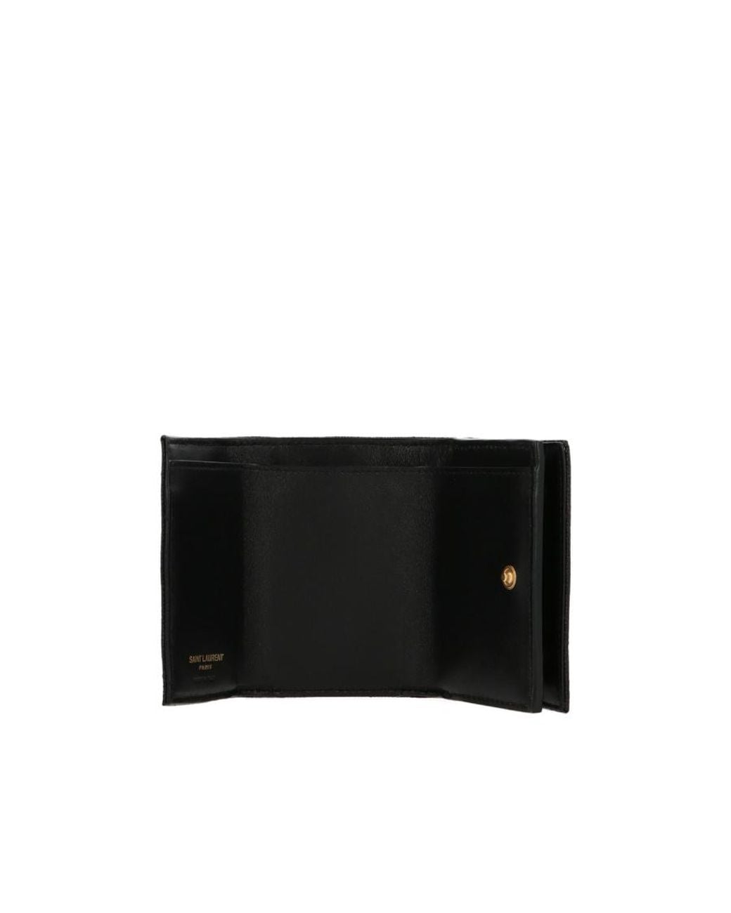 Saint Laurent Black Cassandre Logo Plaque Quilted Wallet