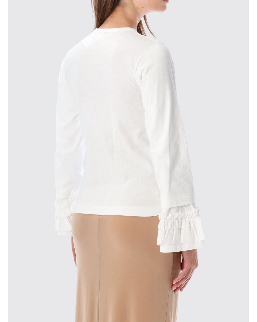 Comme des Garçons White Comme Des Garçons Girl Frill Cuff L/ T-Shirt