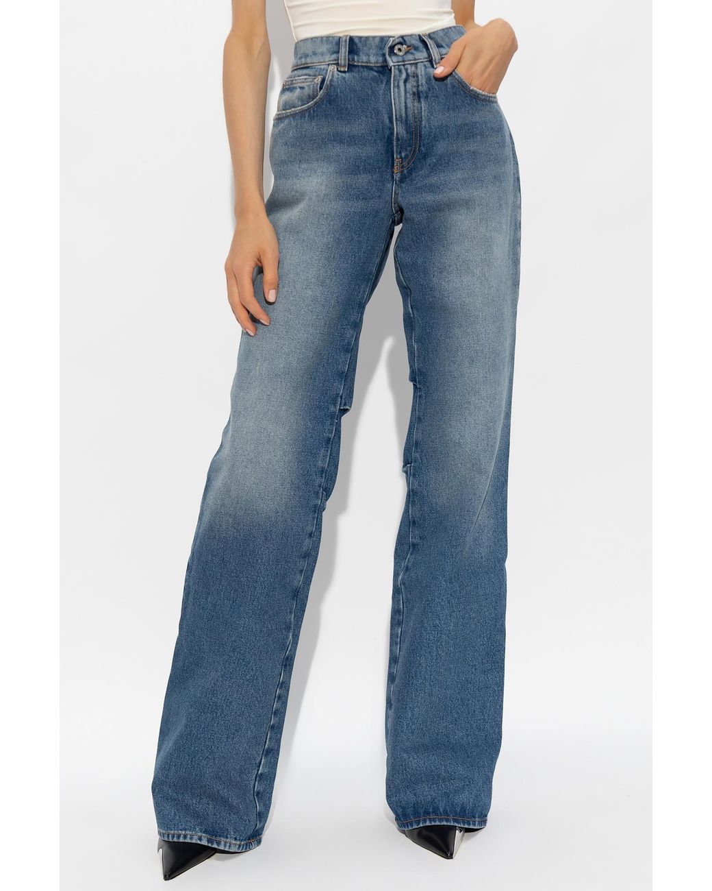 Off-White c/o Virgil Abloh Blue Low-Rise Flared Jeans