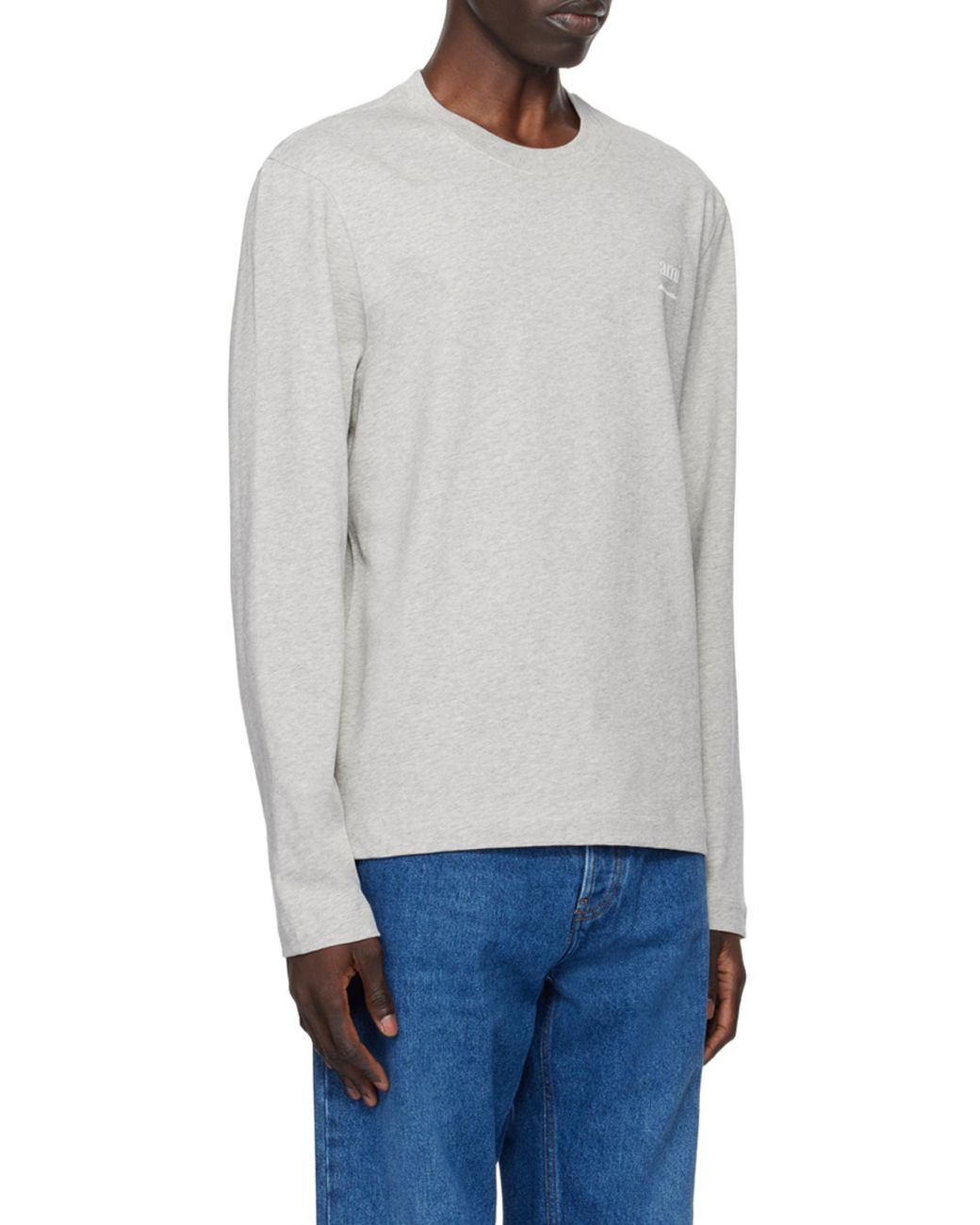 AMI Gray Ami Long Sleeved Crewneck T-Shirt for men