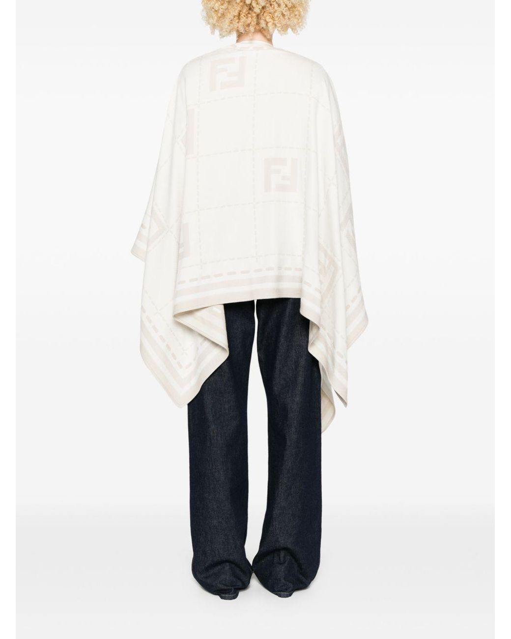 Fendi Multicolor Macro Check Embroidered Cape