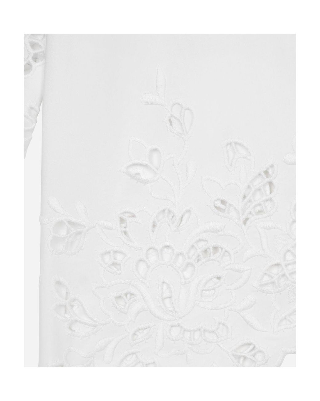Dolce & Gabbana White Cut-Out Embroidered Poplin Shirt Dress