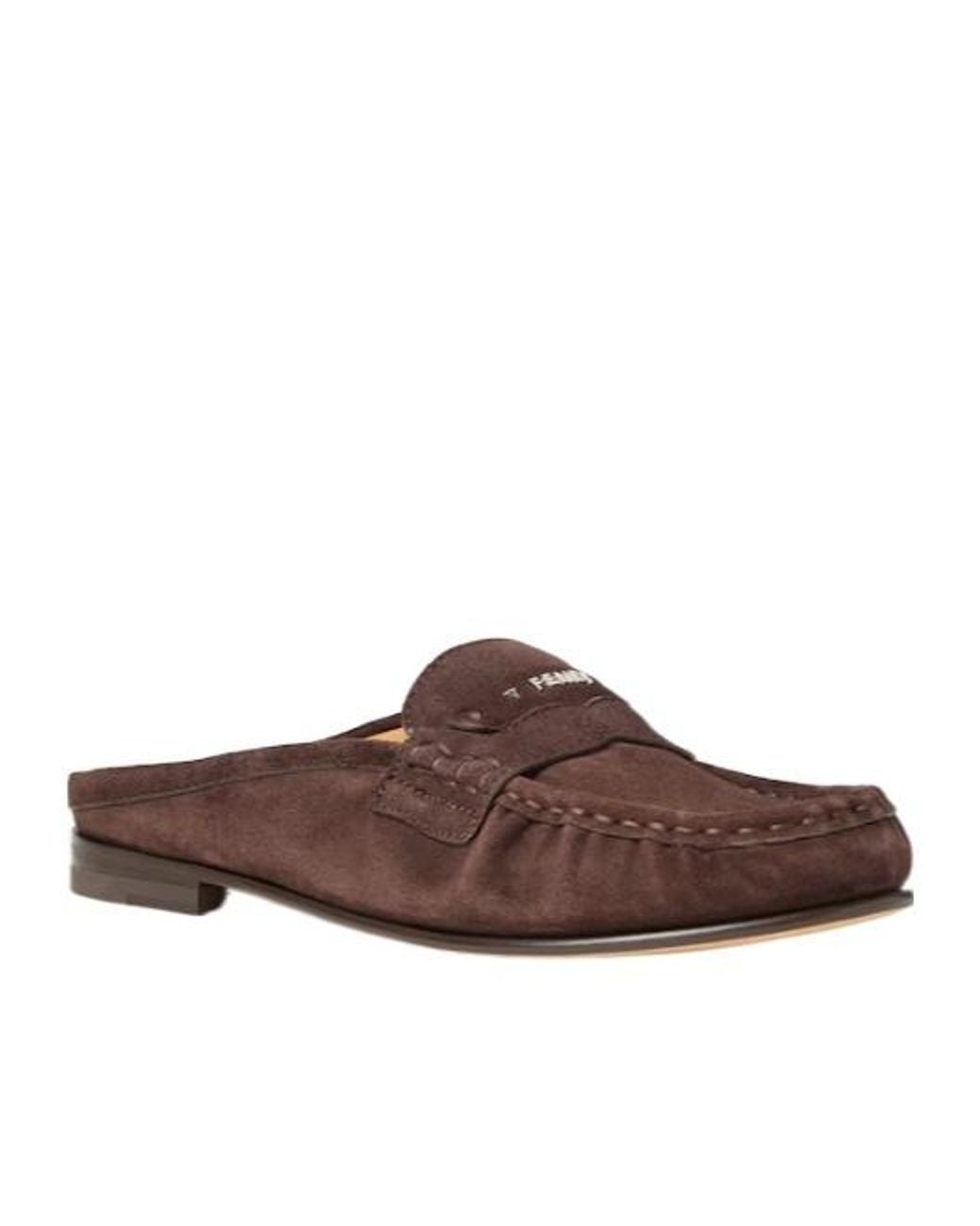 Fendi Brown Scrunch Slip-On Loafers