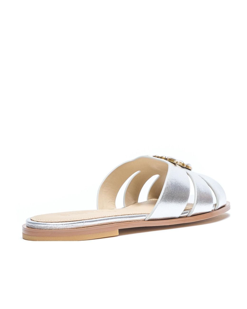 Pinko White Milly Logo Plaque Sandals