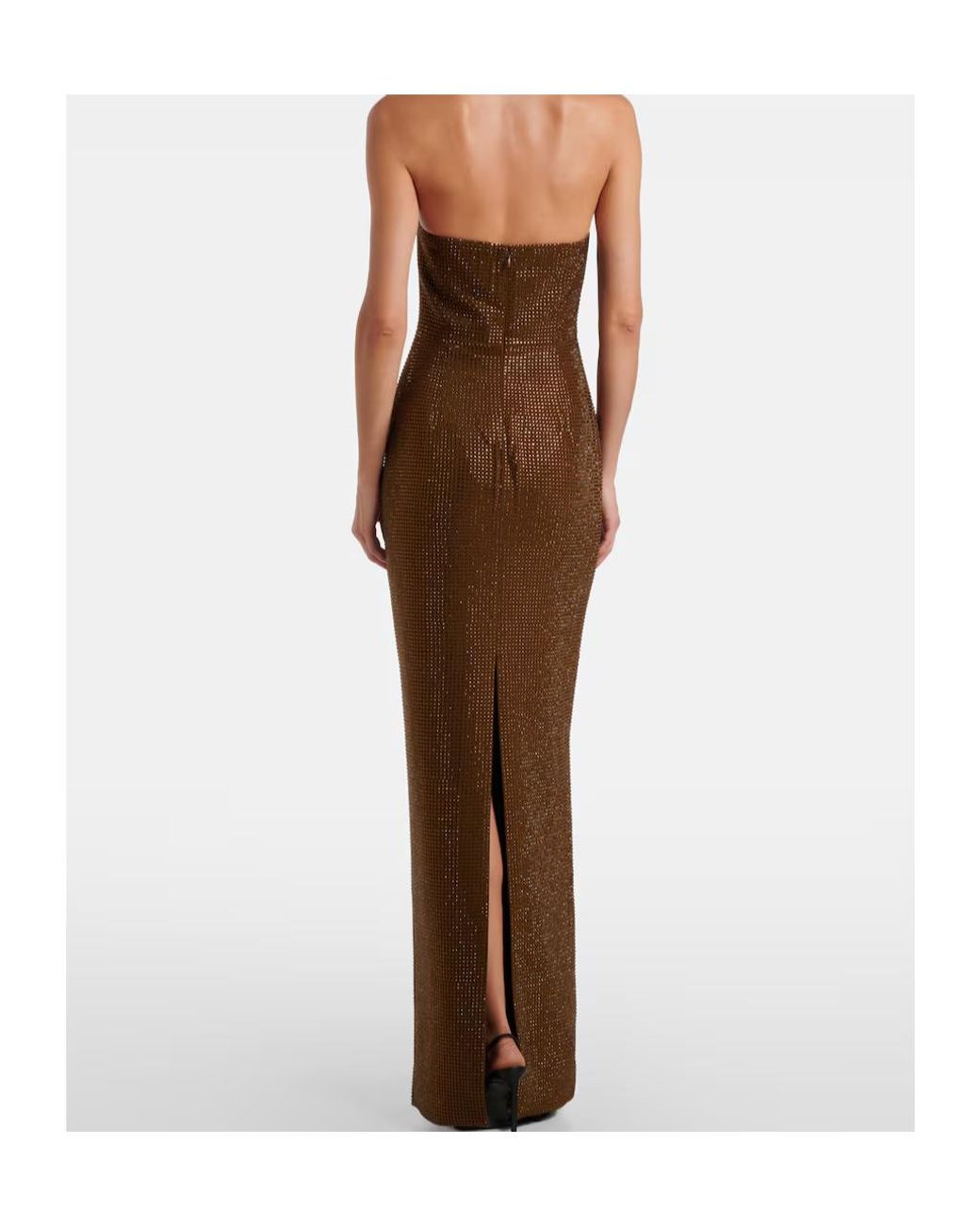 Roland Mouret Green Embellished Strapless Gown