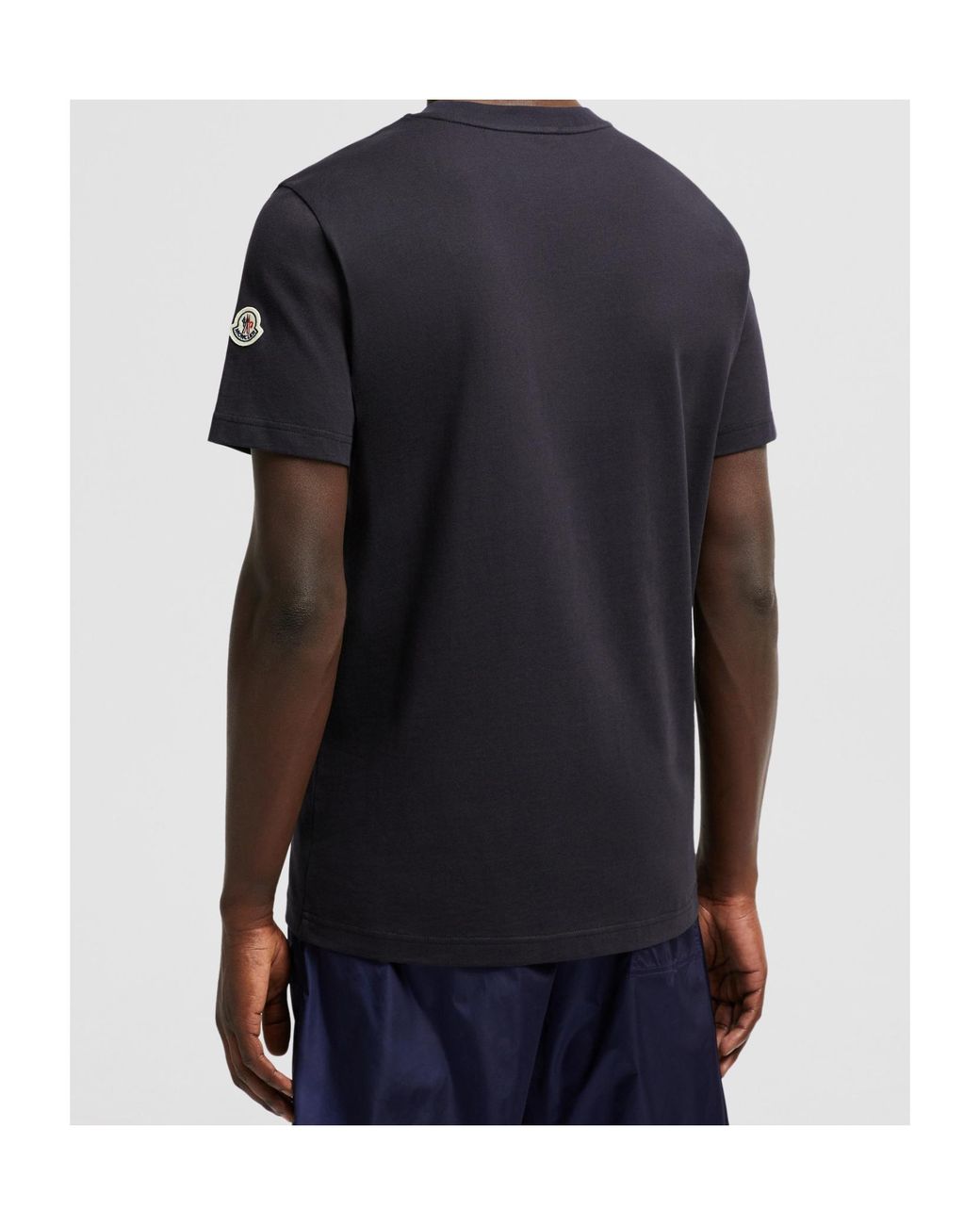 Moncler Black Cotton Denim T-Shirt With Pocket for men