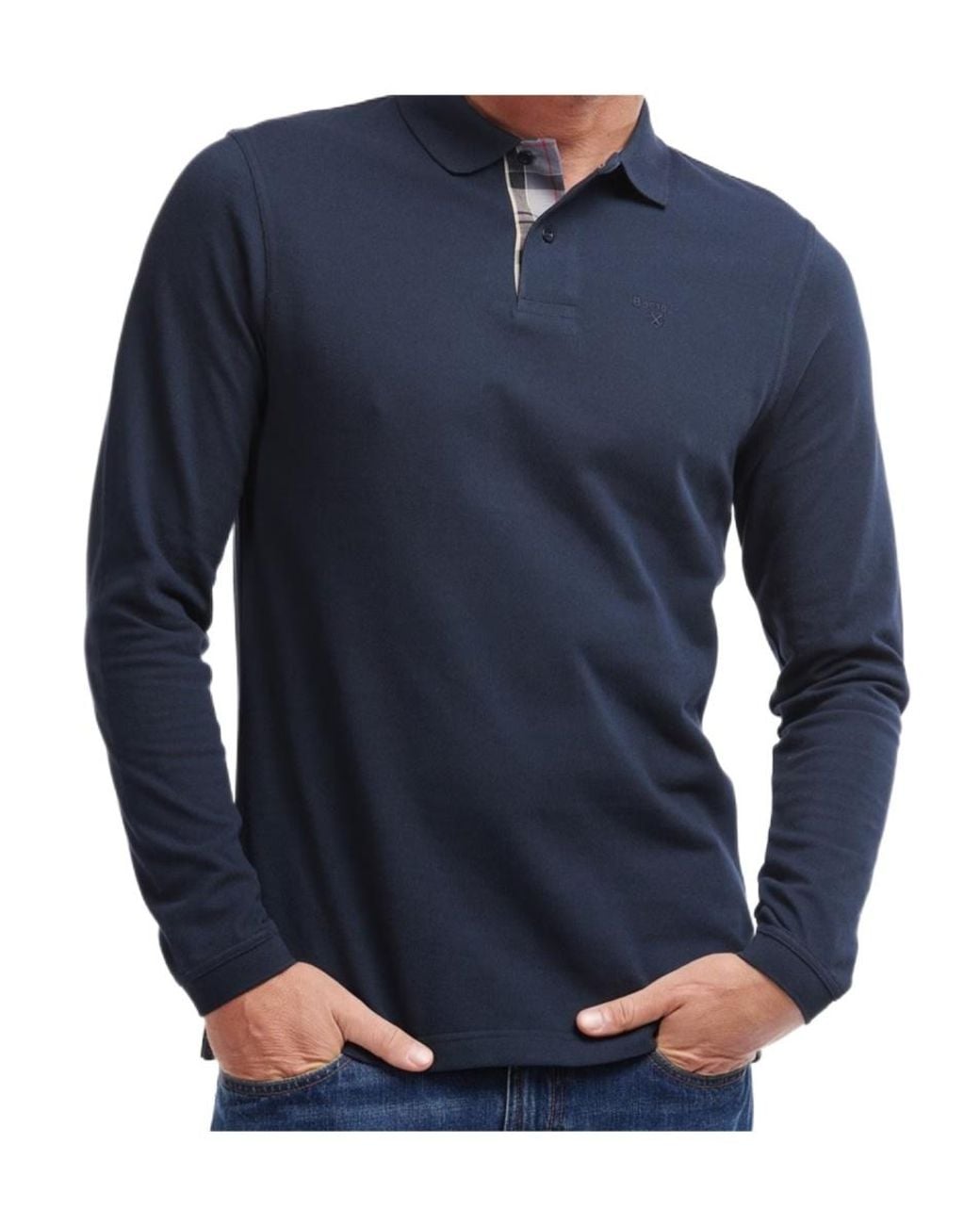 Barbour Blue Long-Sleeved Polo Shirt for men