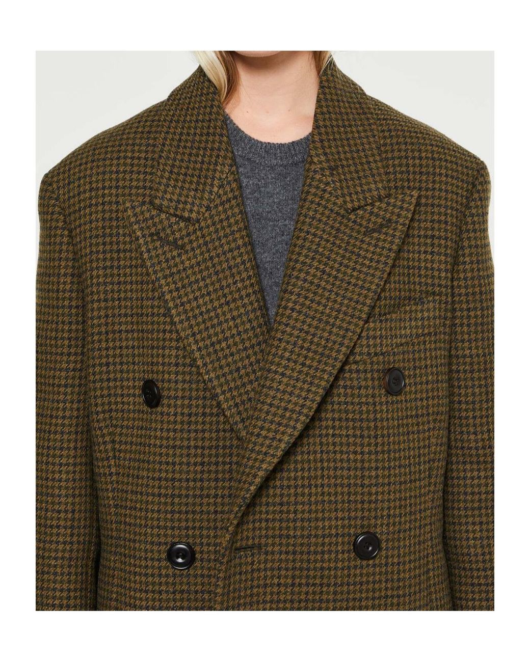 Acne Green Double Breasted Logo Patch Coat