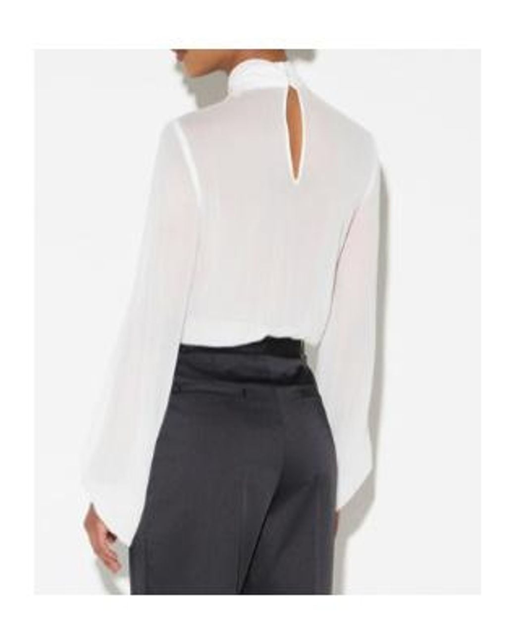 Elisabetta Franchi White Pleated High-Neck Bodysuit