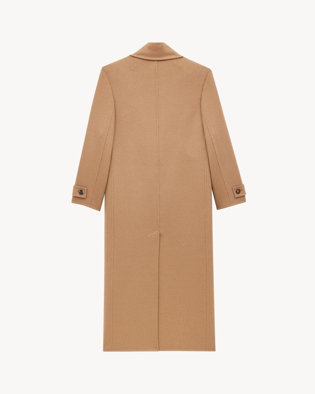 Saint Laurent Natural Double-Breasted Long Coat