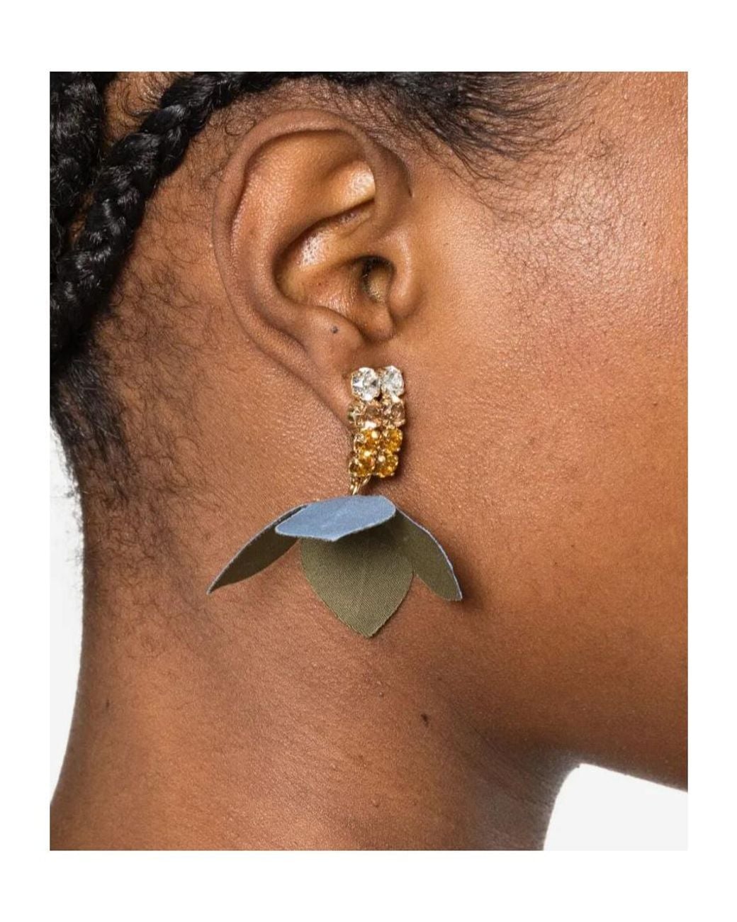 Marni Blue Floral-Motif Drop Earring