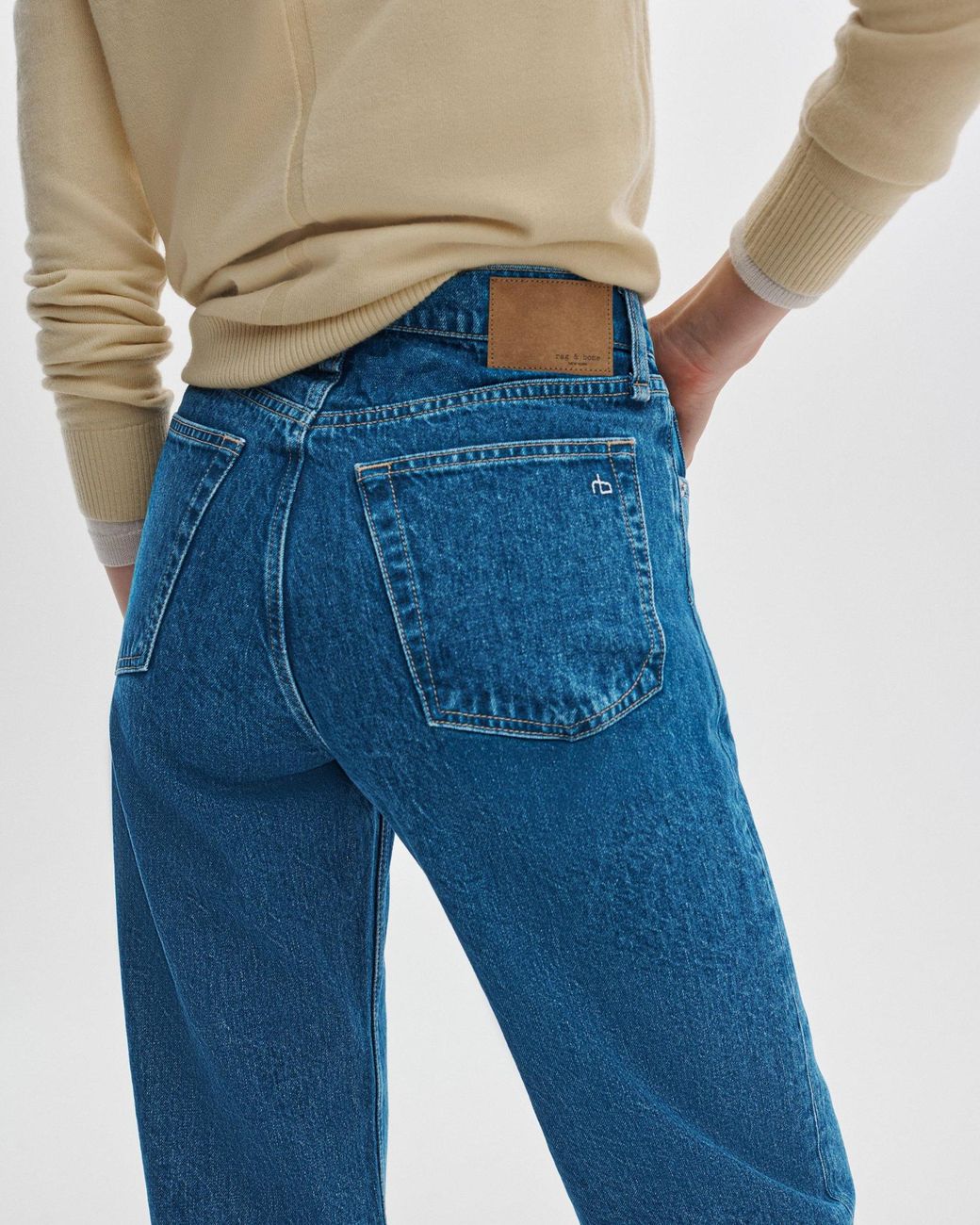 Rag & Bone Blue Shea Relaxed Straight Jeans