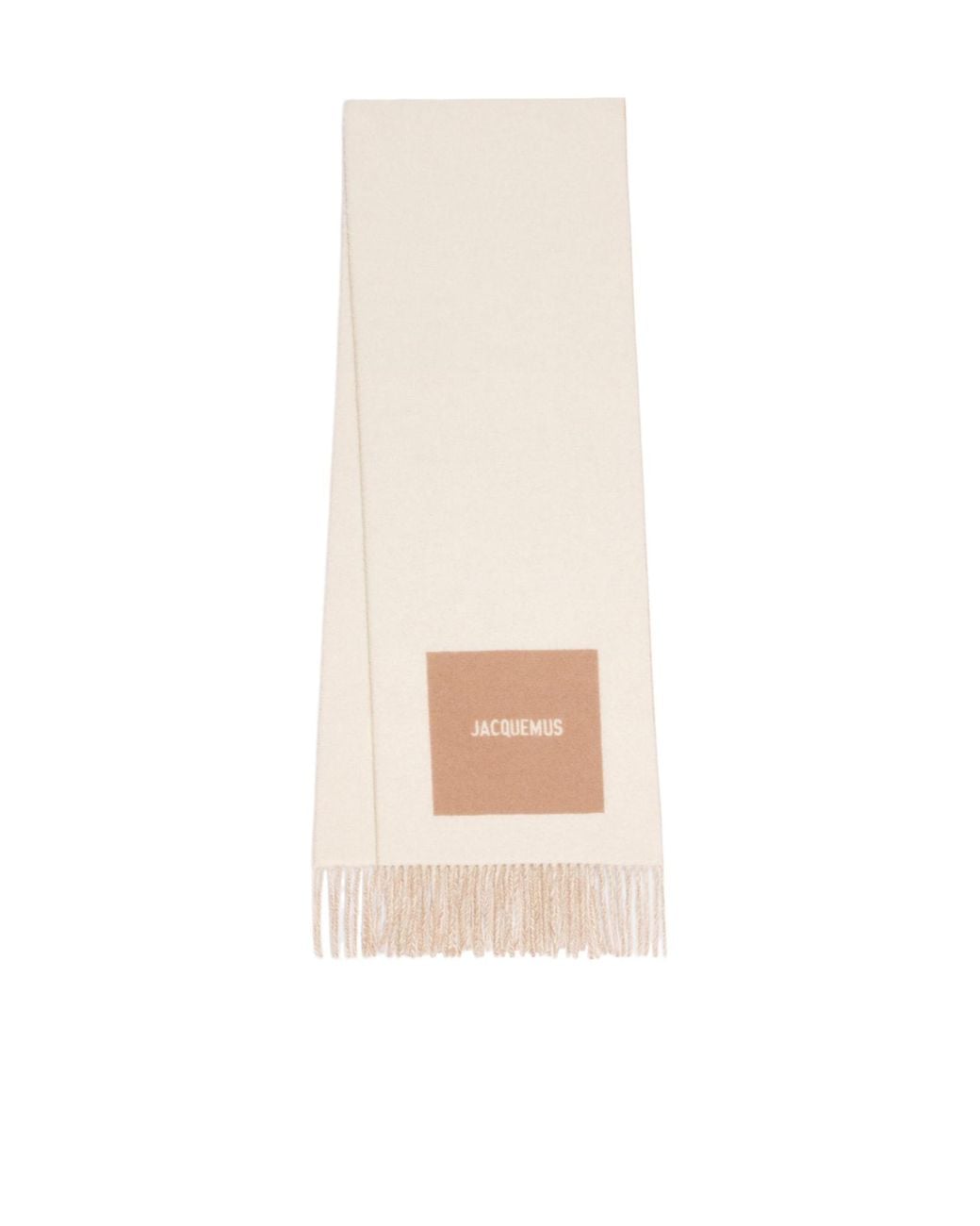 Jacquemus White Logo Detailed Fringed Scarf for men