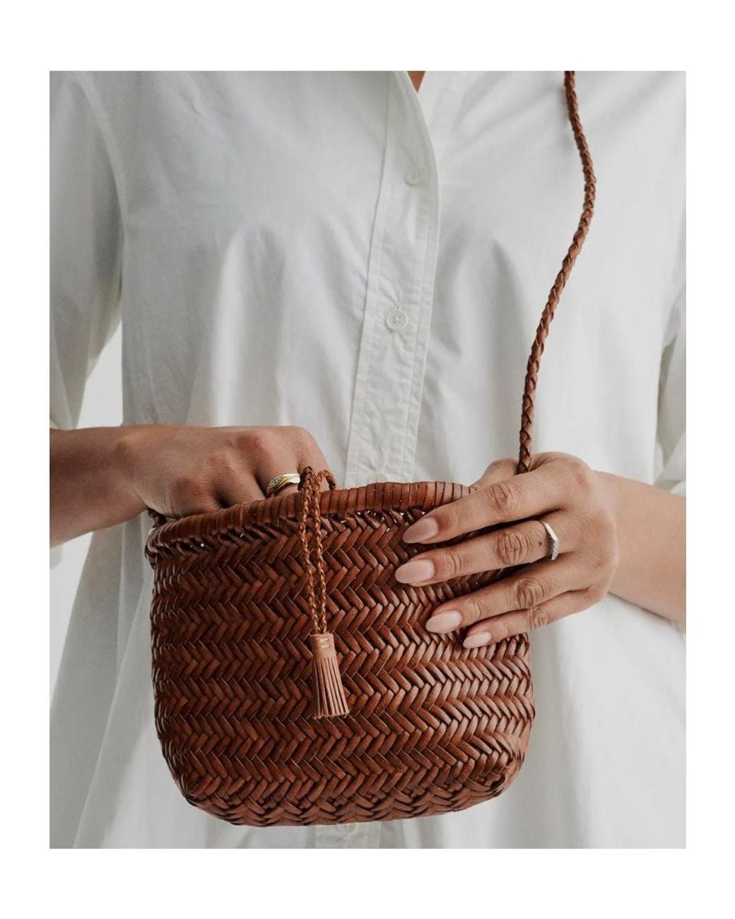 Dragon Diffusion White Minsu Handwoven Shoulder Bag
