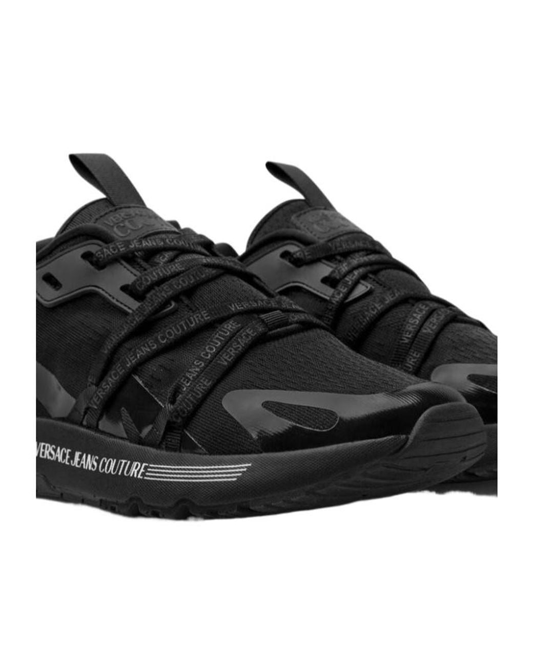 Versace Jeans Black Dynamic Logo Trainer Sneakers for men