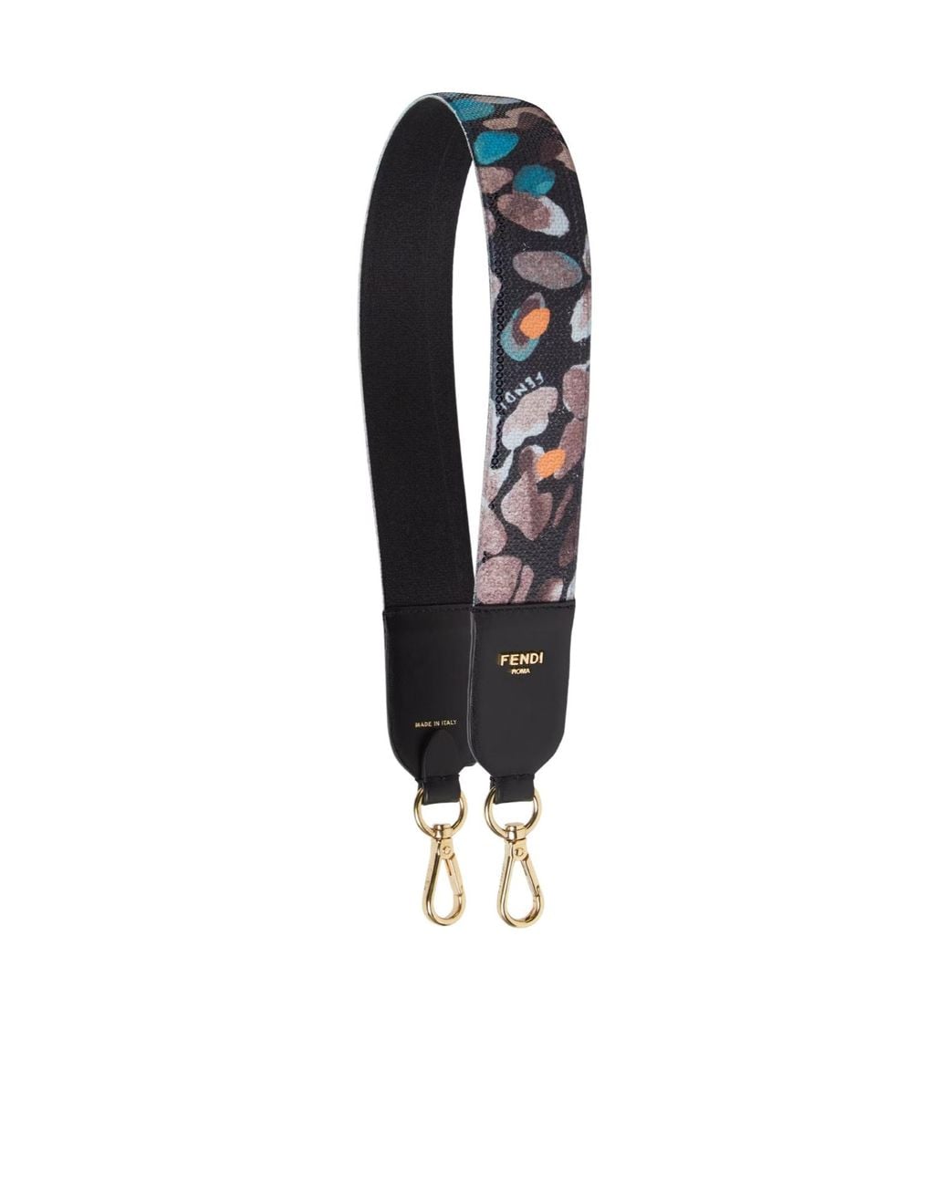 Fendi Black Sequin-Embellished Leather Bag Strap