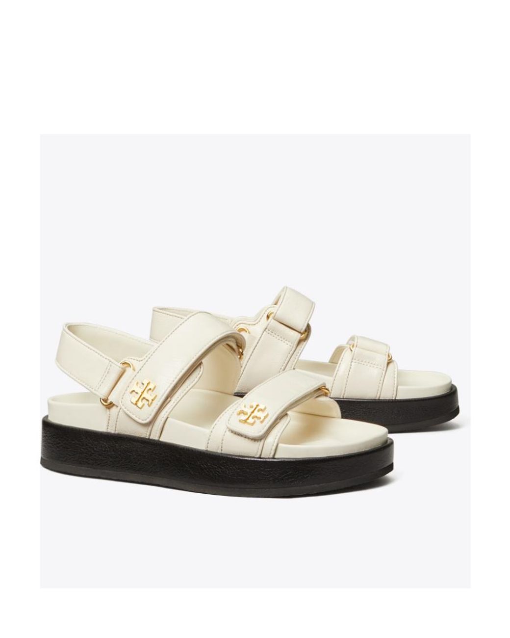 Tory Burch White Logo Plaque Open-Toe Sandals