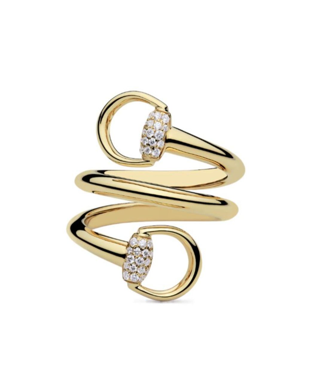 Gucci Metallic Horsebit Diamond 18K Contrarie Ring