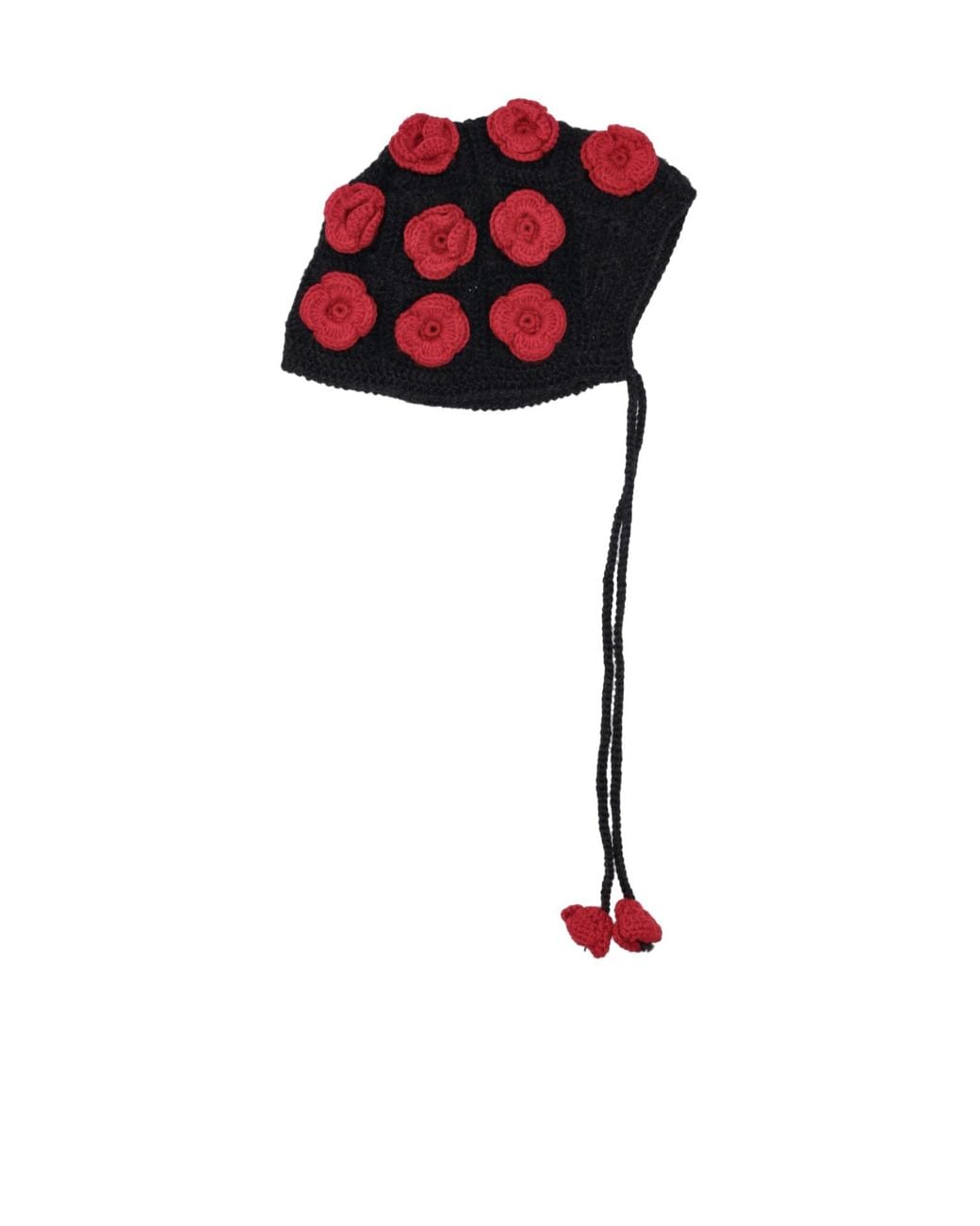 Alanui Red Grunge Roses Bonnet Hat
