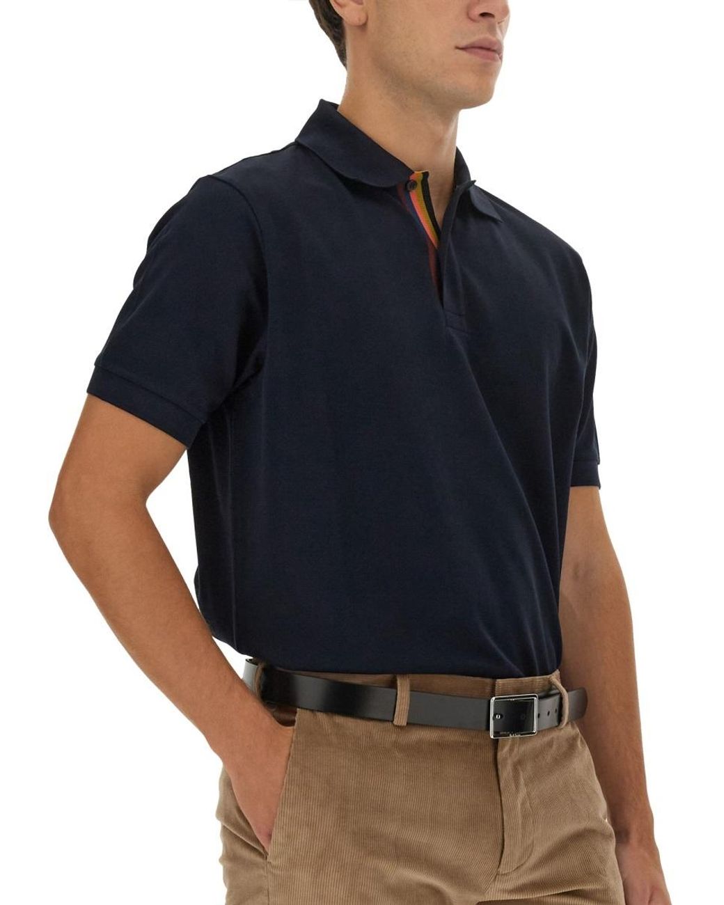 Paul Smith Blue Artist Stripe Placket Polo Shirt for men