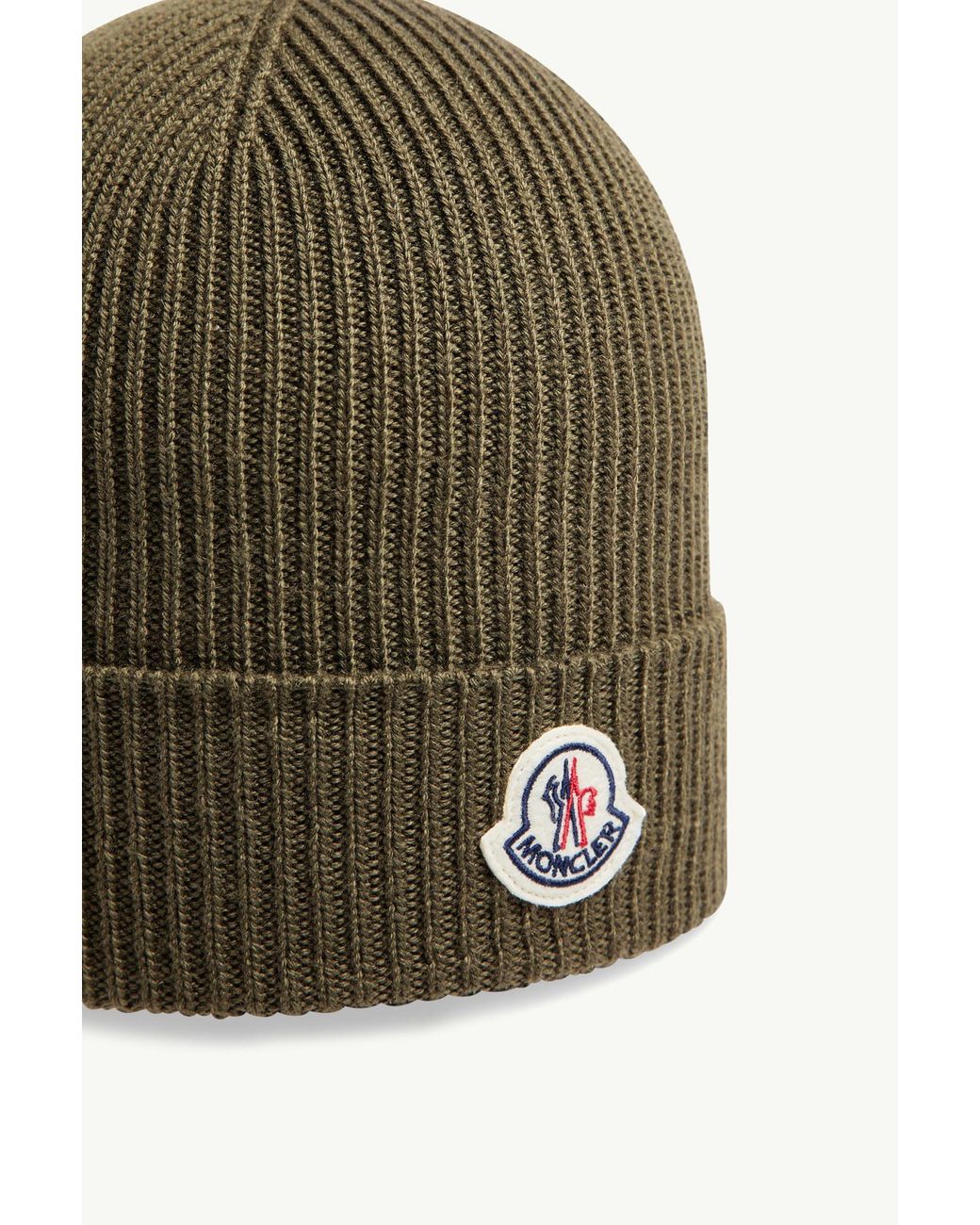 Moncler Green Logo Patch Knitted Beanie for men