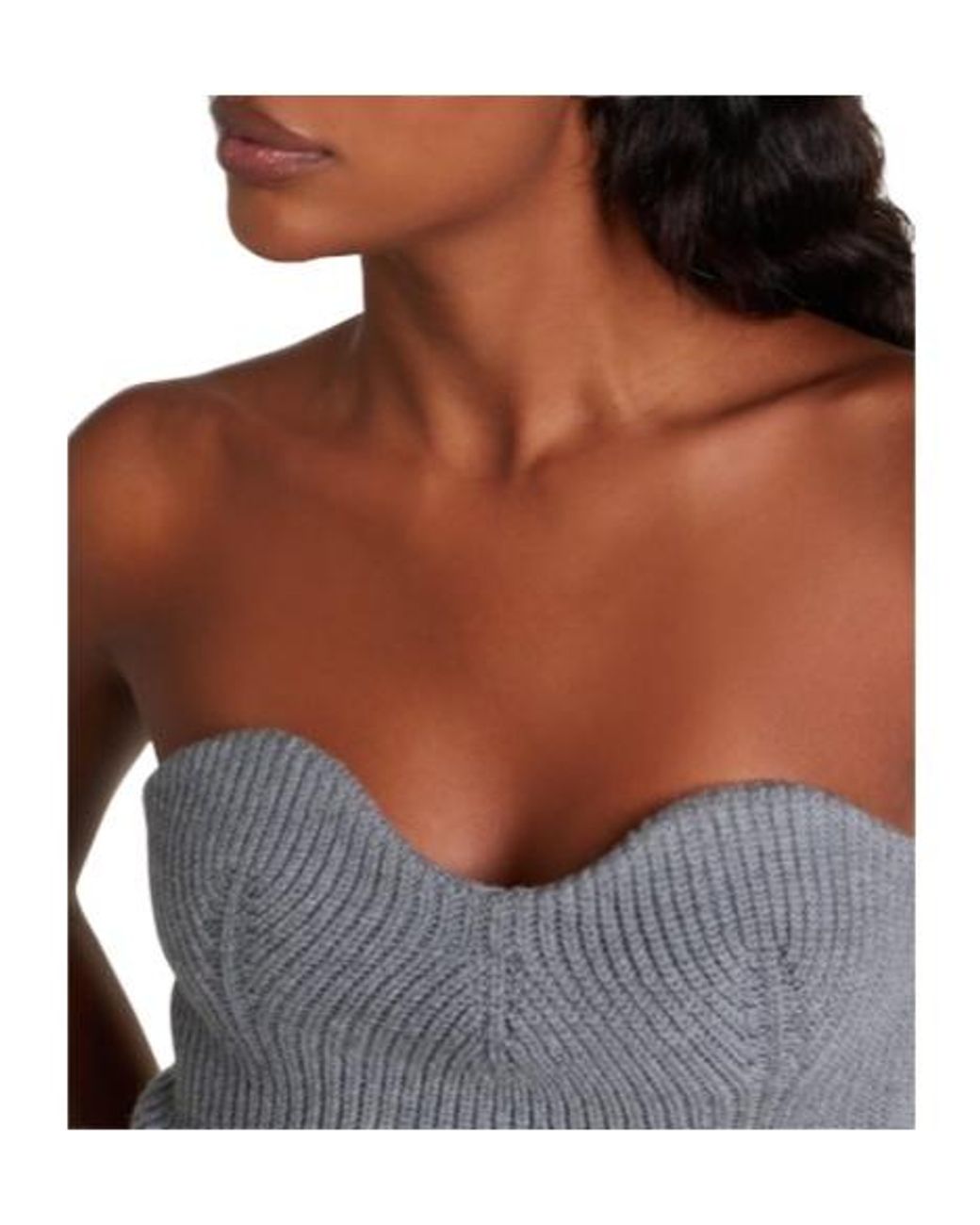 Jil Sander Gray Wool-Blend Bustier Top
