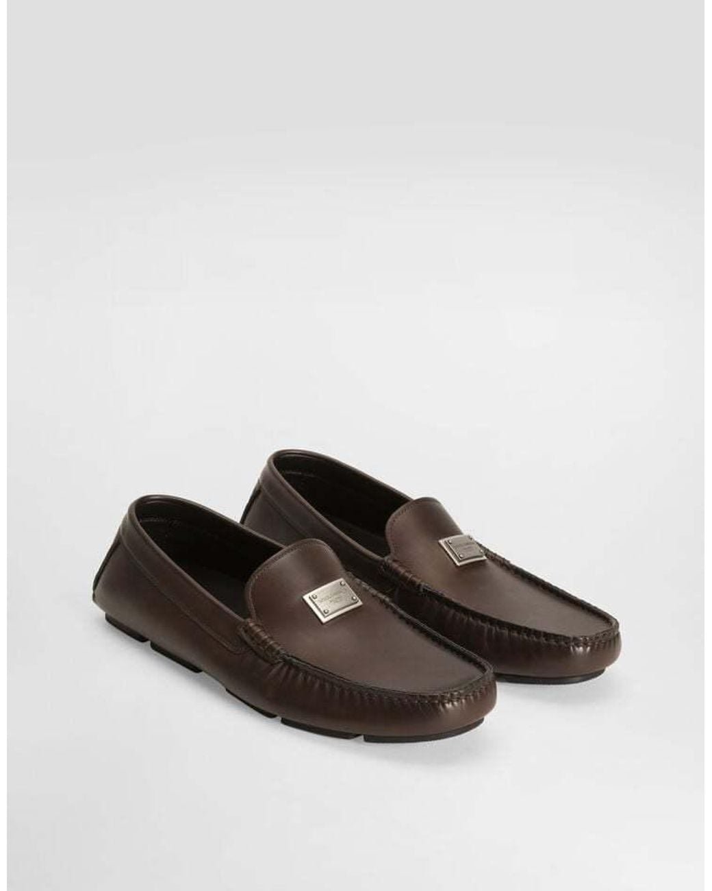 Dolce & Gabbana Brown Logo Detailed Moccasins for men