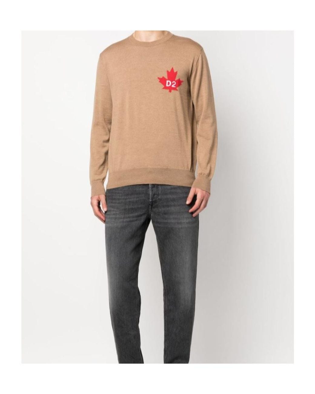 DSquared² Pink Fine-Knit Crew-Neck Jumper for men