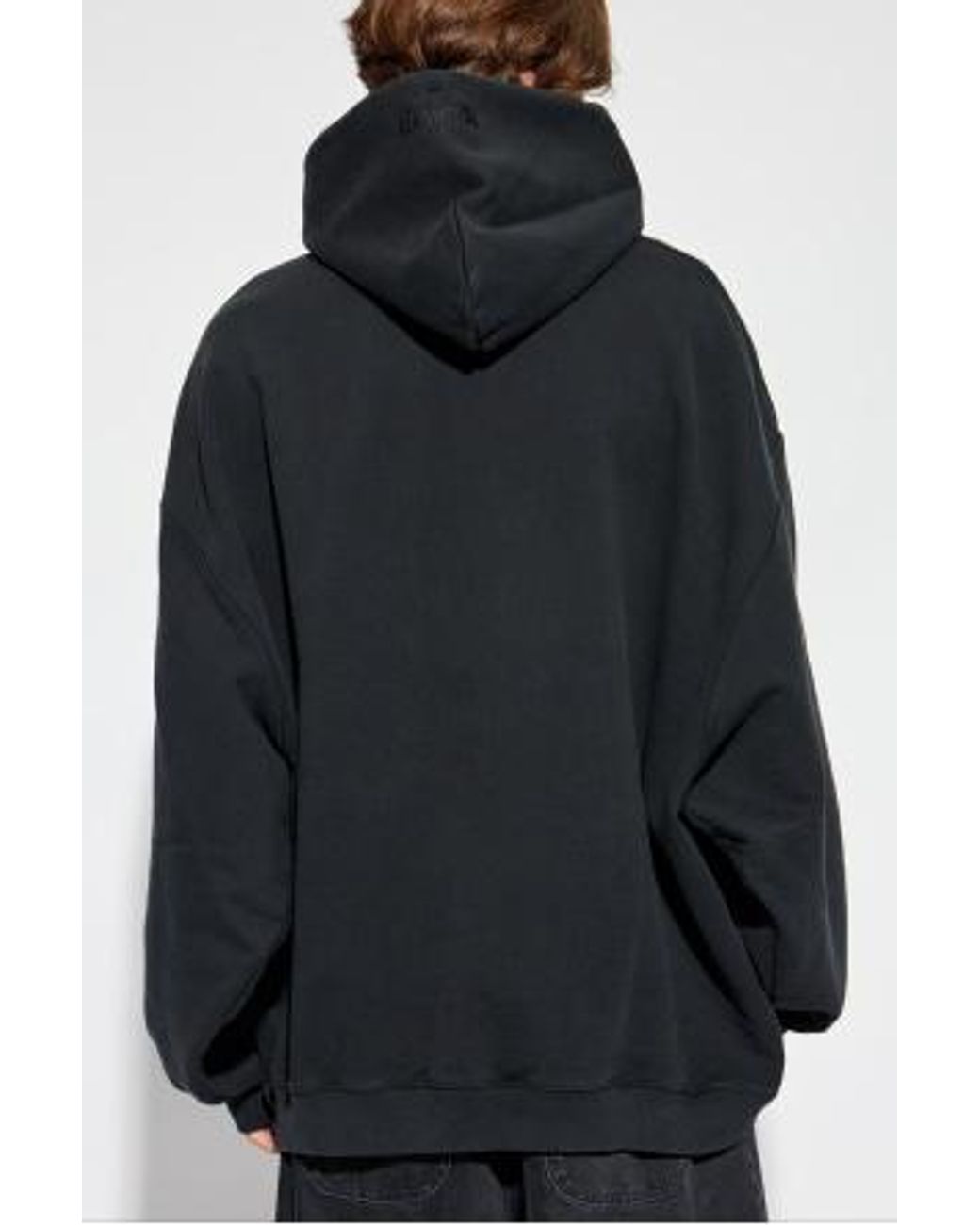 Vetements Black Graphic Printed Drawstring Hoodie for men