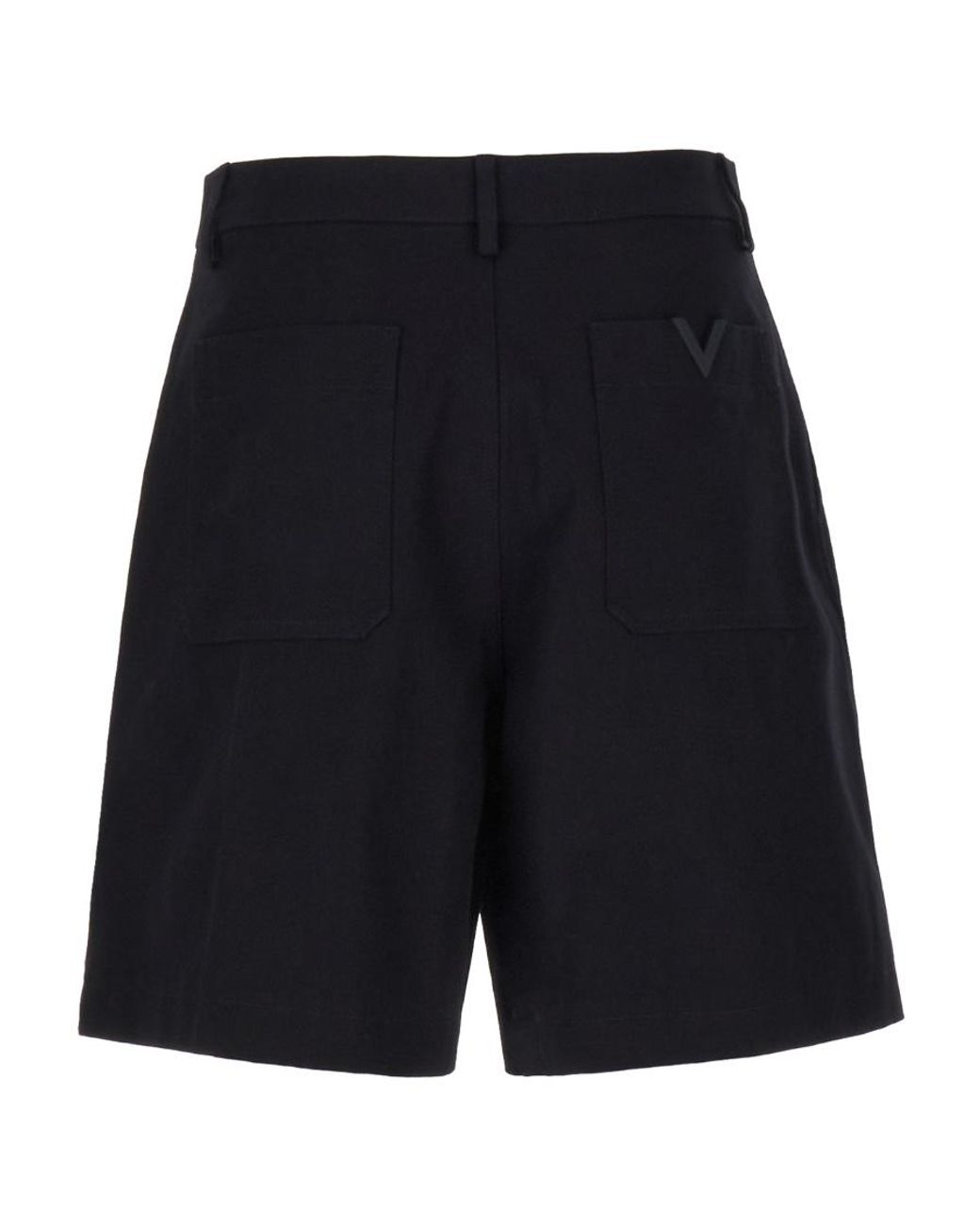 Valentino Black Logo Plaque Bermuda Shorts for men