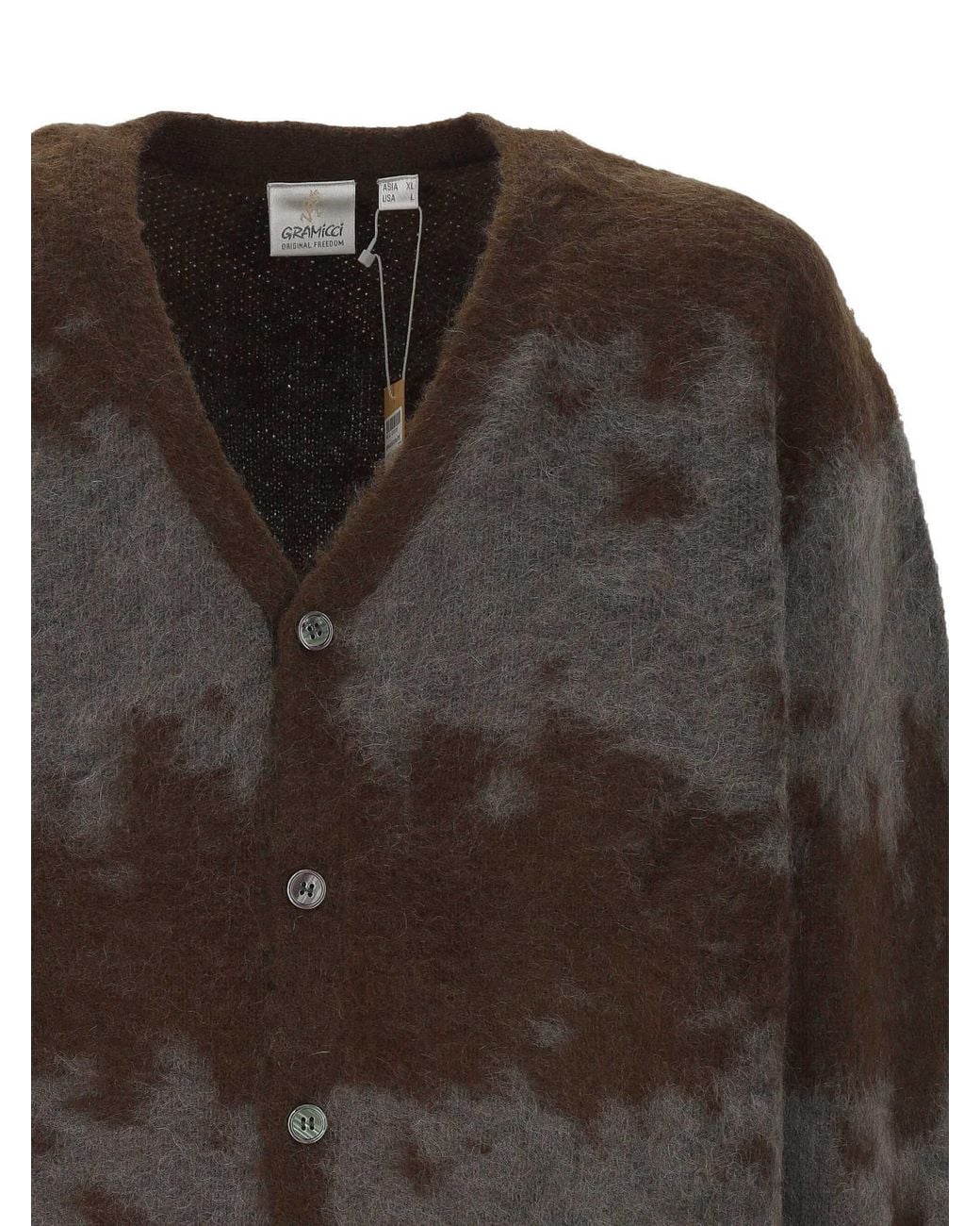 Gramicci Brown Splatter Knit Cardigan for men