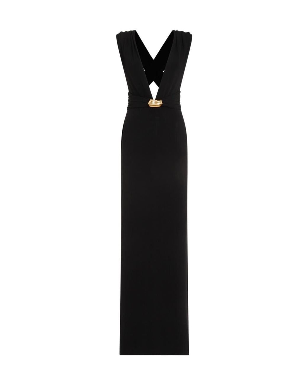 Tom Ford Black Plunging V-Neck Sleeveless Gown