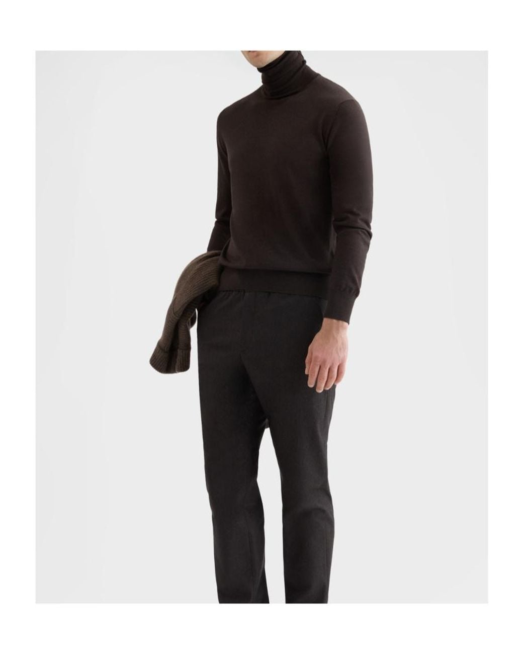 Agnona Brown Ribbed-Knit Turtleneck Sweater for men