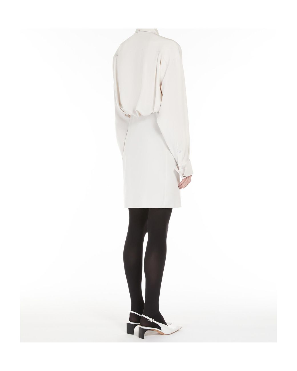 Sportmax White Eolie Oversized Tied Waist Long-Sleeved Dress