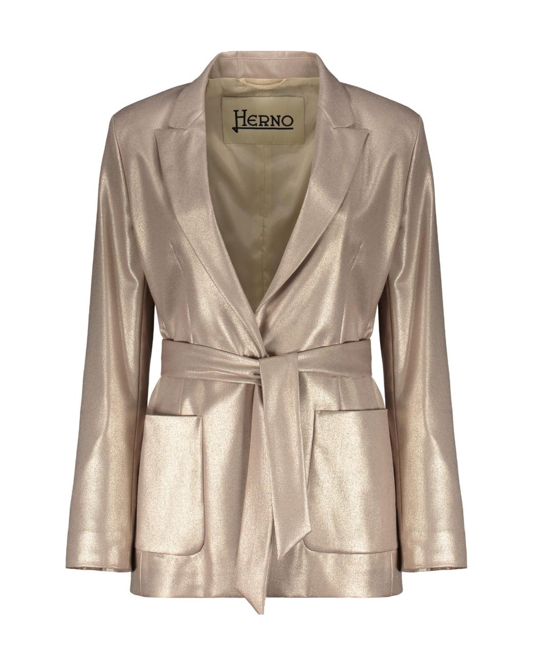 Herno Natural Belted Long-Sleeve Blazer