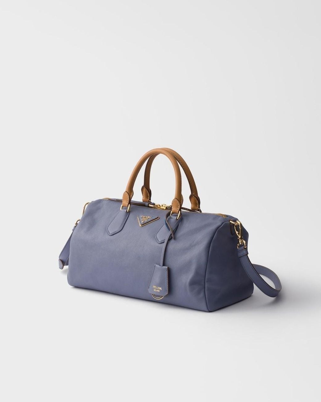 Prada Blue Evasion Large Leather Top-Handle Bag