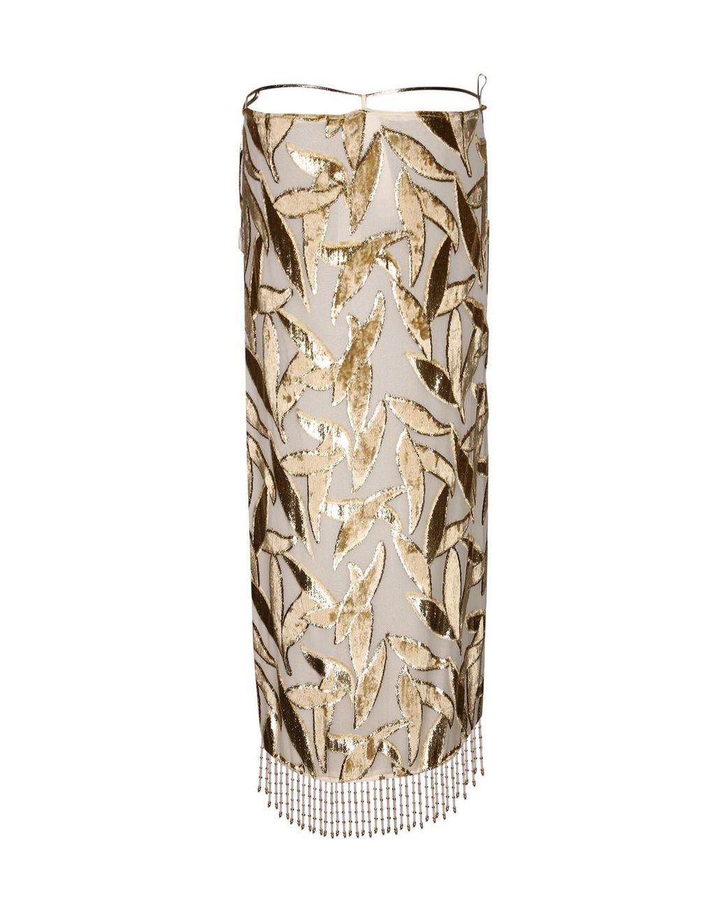 Roberto Cavalli Natural Beaded Fringe Skirt