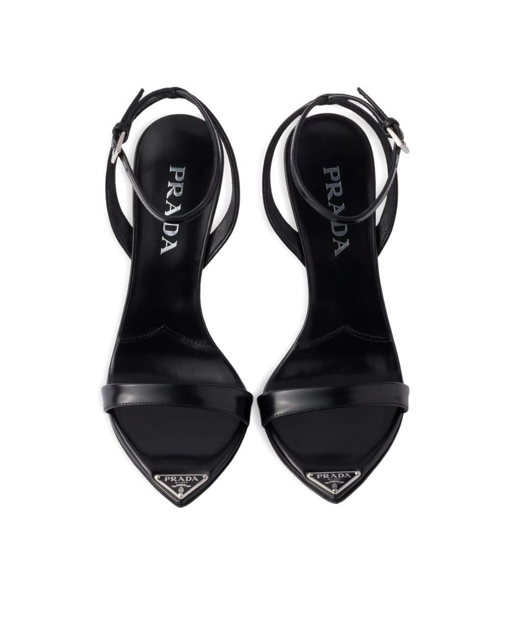 Prada White Triangle-Logo High-Heeled Sandals