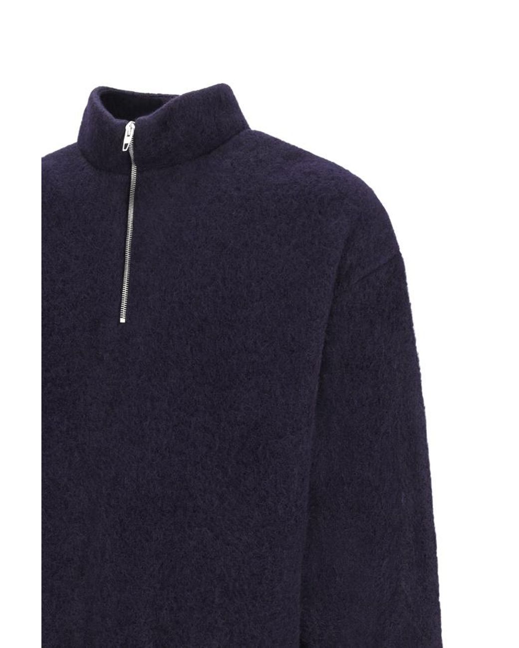 Jil Sander Black Half Zip High Neck Sweatshirt for men