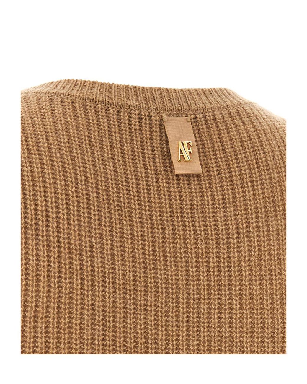 Alberta Ferretti Natural Lace Hem Ribbed Knit Dress