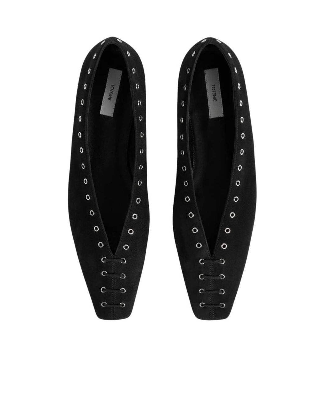 Totême  Black Totême Lace-Up Eyelet Ballerina Flats